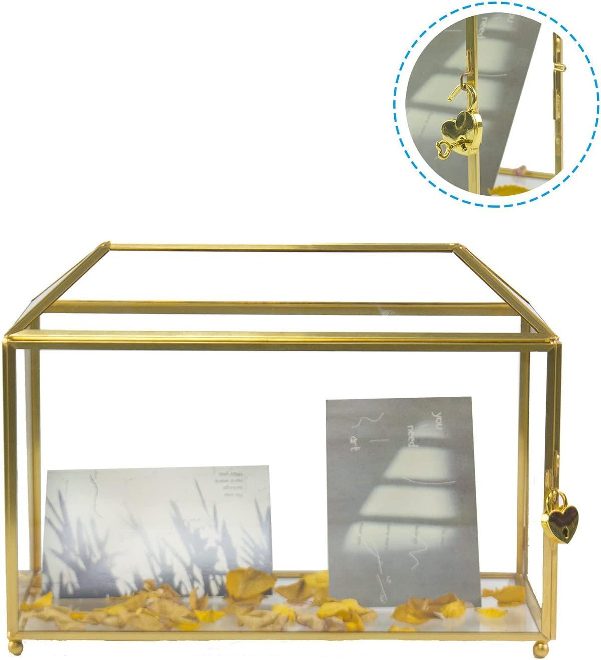 Gold Glass Card Box with Lid B70458
