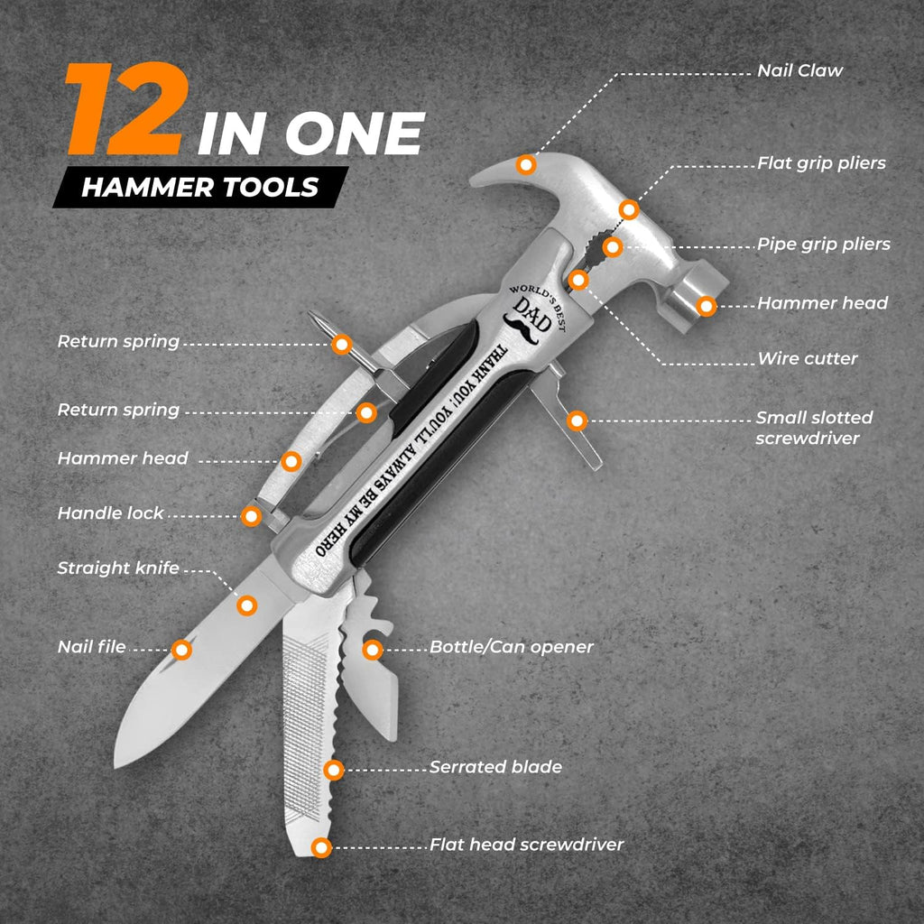 Stainless Steel Hammer Multitool with case and clip Z651