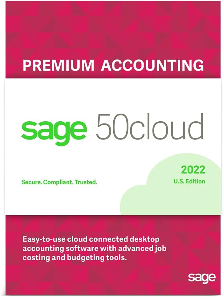 Sage 50cloud Premium Accounting 2022 U.S. 2-User One Year Subscription Cloud Connected Accounting Software R8412