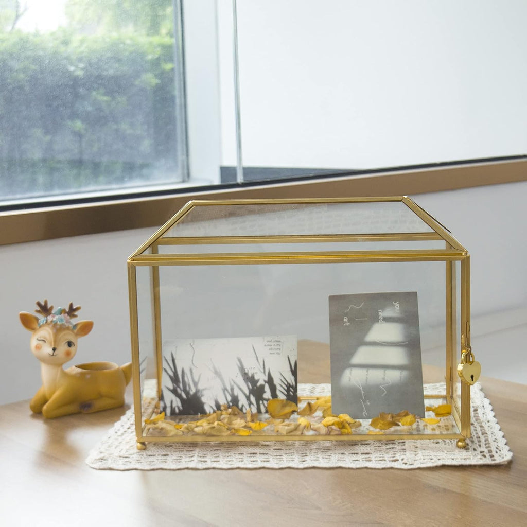 Gold Glass Card Box with Lid B70458