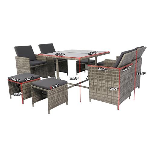 5 Piece PE Rattan Outdoor Sectional Furniture Set with Cushions and Coffee Table G820