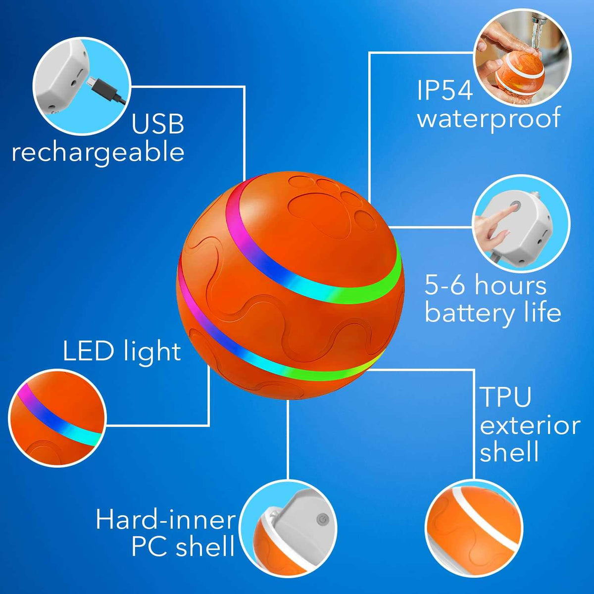 Interactive Dog Toy Ball with Remote Control J730