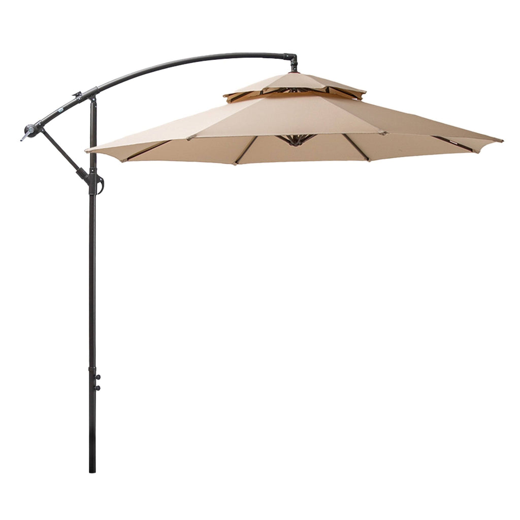 10-Foot Double Top Patio Cantilever Umbrella - Tan W5811