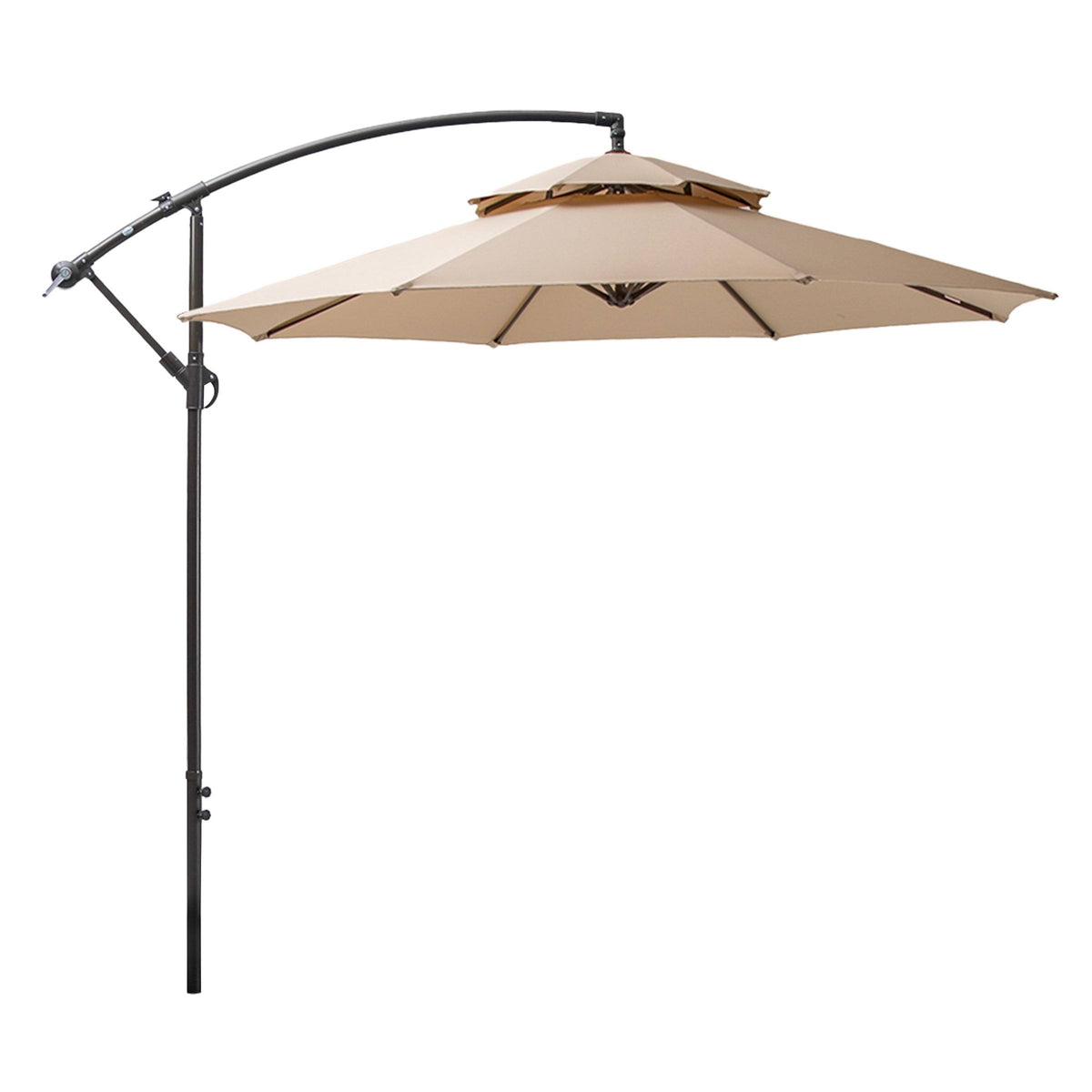 10-Foot Double Top Patio Cantilever Umbrella - Tan W5811