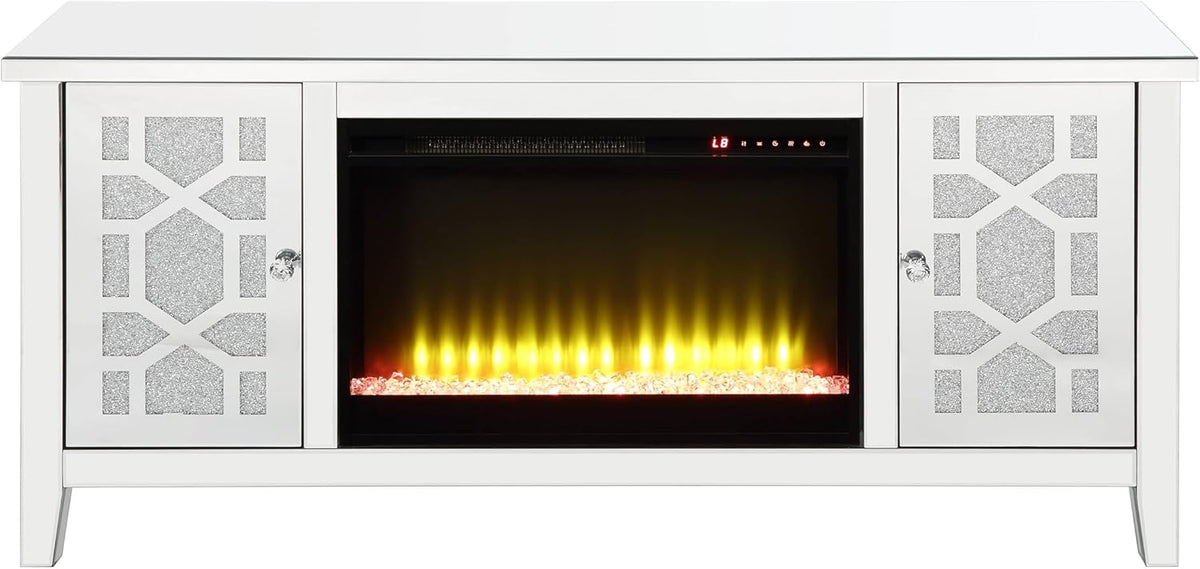 Mirrored TV Stand with Fireplace J158506