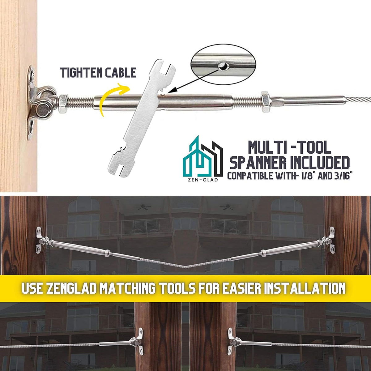 20 Sets T316 Stainless Steel Adjustable Angle Cable Railing Hardware Kit C154197