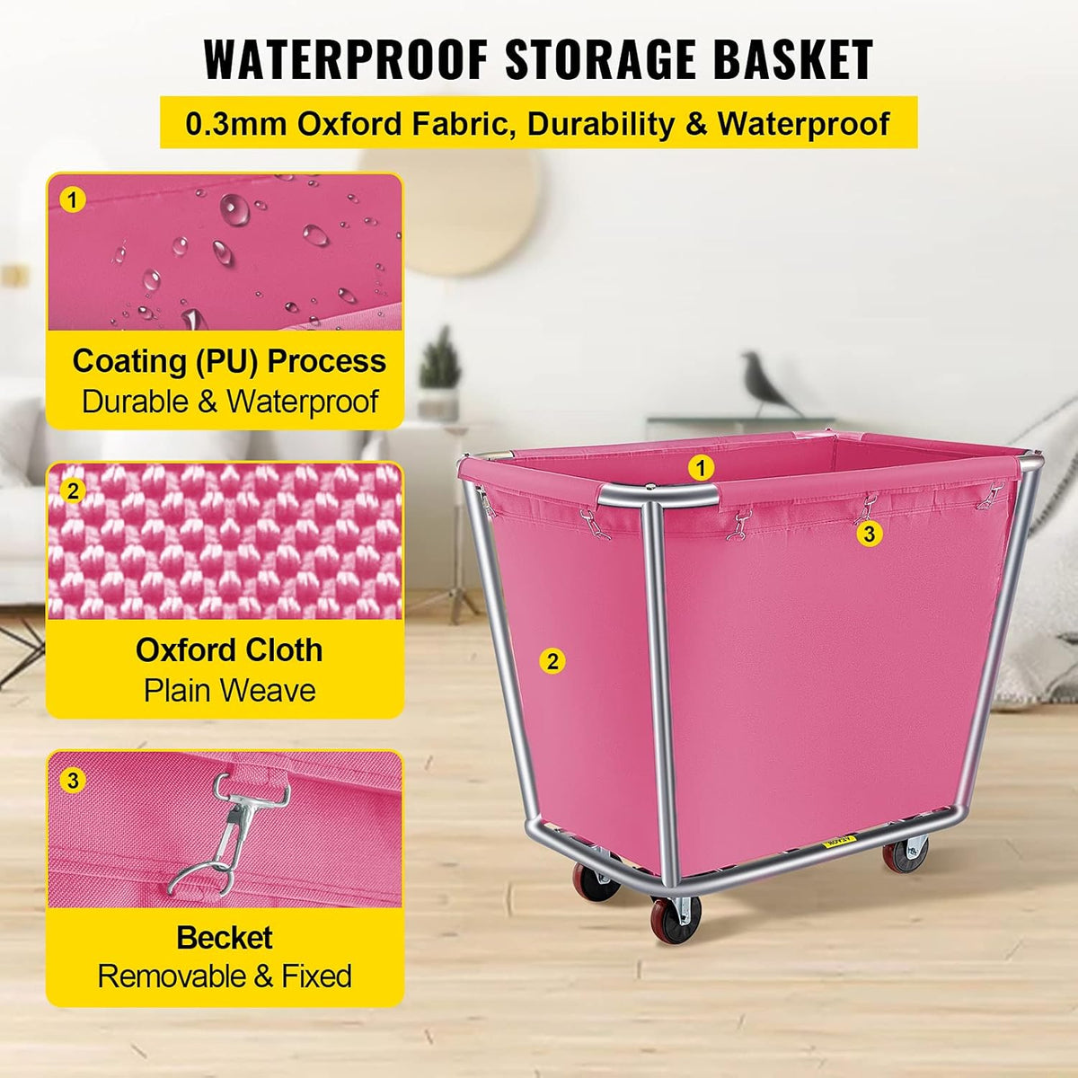 6 Bushel Steel Canvas Laundry Cart O53771