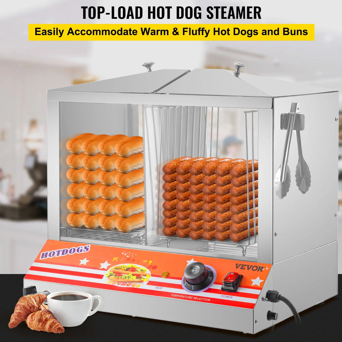 Stainless Steel Electric Hot Dog Warmer with Bun Warmer R257
