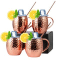 Copper Mugs Set, 18 Stainless Steel Drinking Cup, 4 Cocktail Copper Straws P632