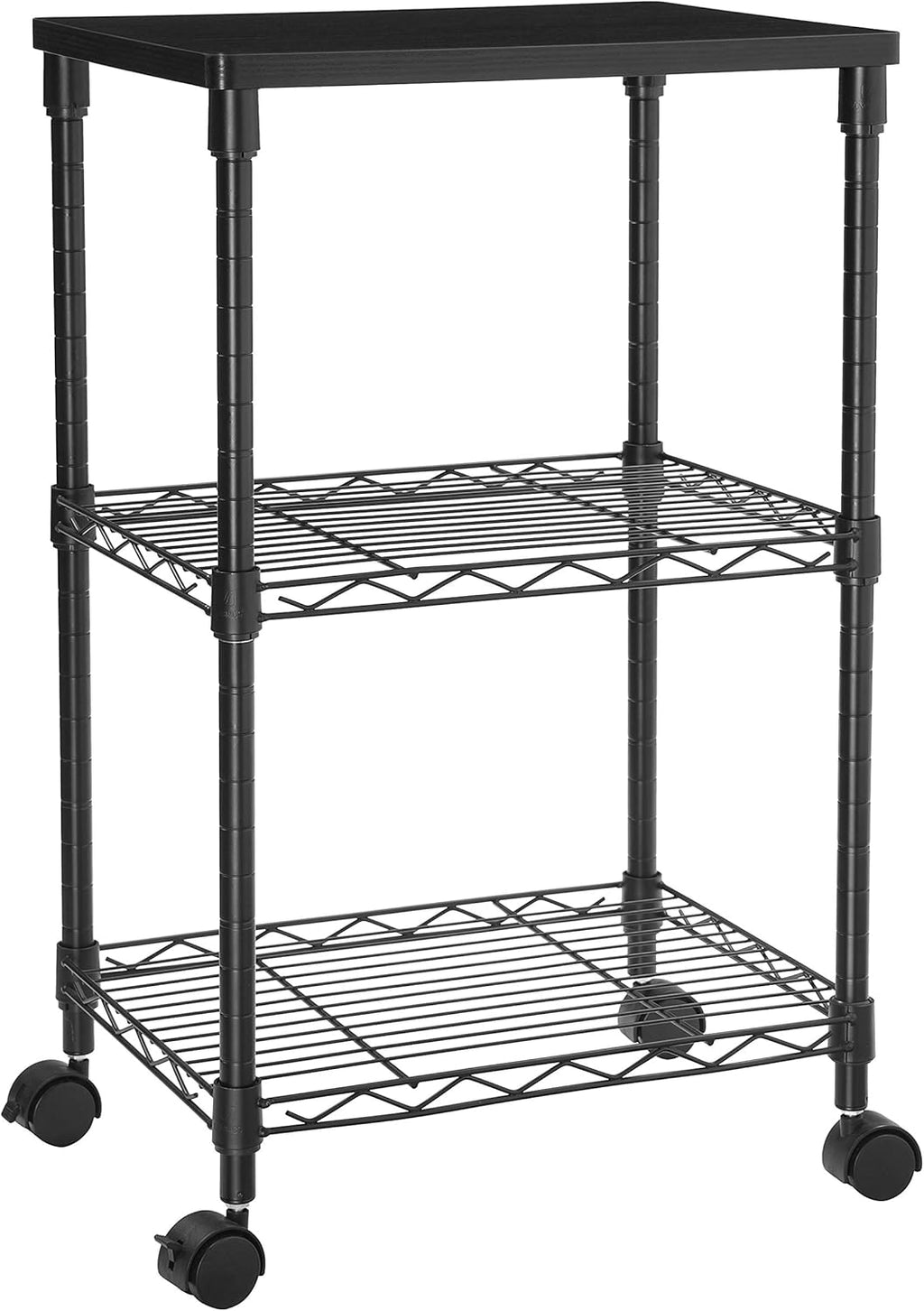 3-Tier Metal Printer Cart with Wheels, Black D11208