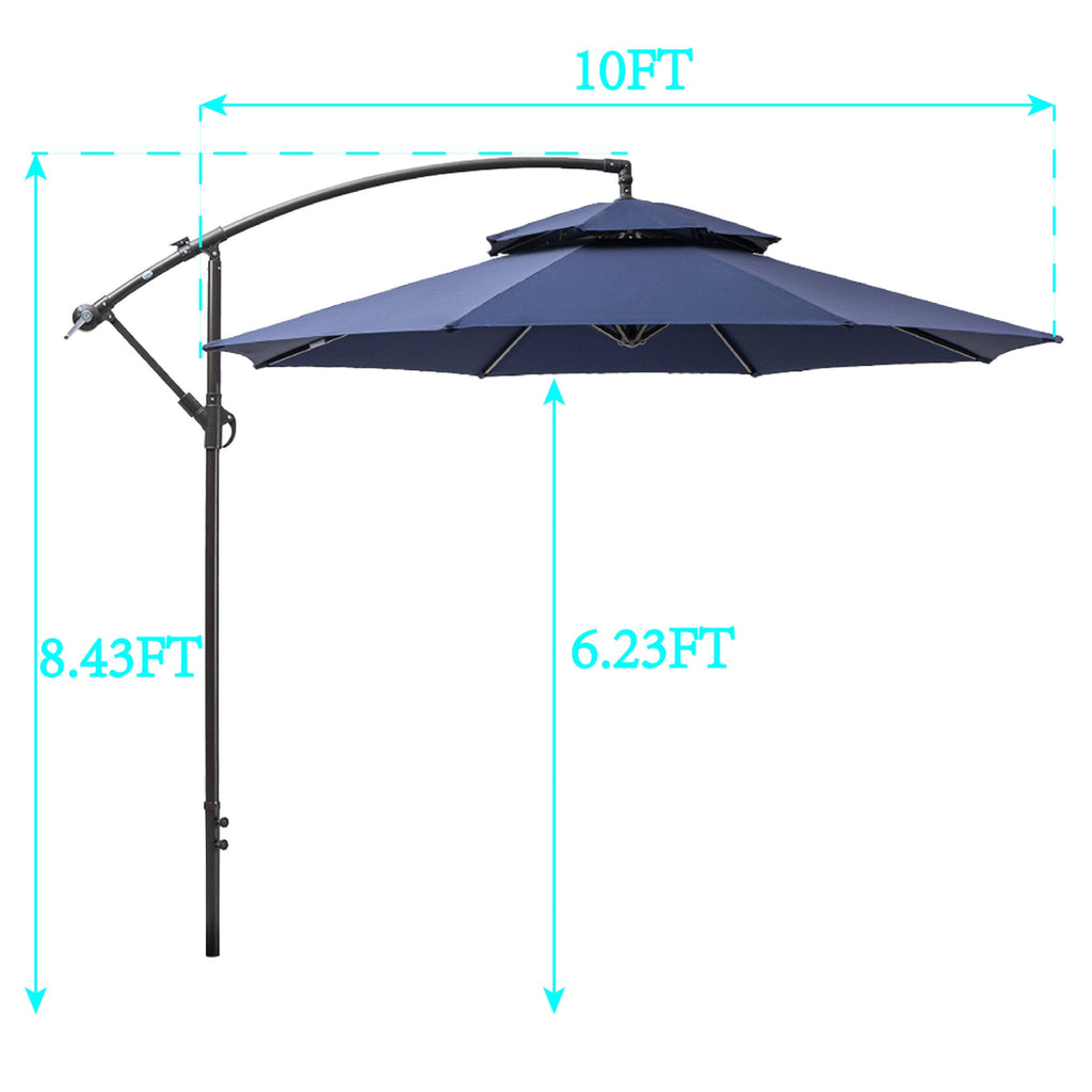 10-Foot Double Top Patio Cantilever Umbrella - Tan W5811