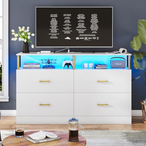 White 4 Drawer Wood Dresser W923425