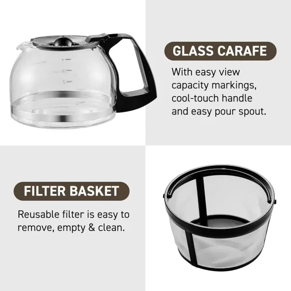 5-Cup Automatic Brew & Drip Coffee Maker with Reusable Filter (Black) S464767