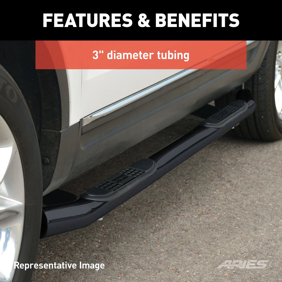 3-Inch Round Black Stainless Steel Nerf Bars Z103