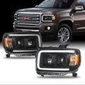 Black LED Projector Headlights Pair Housing R747