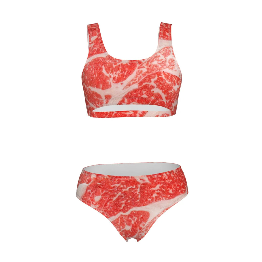 Women's High Waisted Bikini Sets Two Pieces Swimsuits with Removable Chest Pad O237