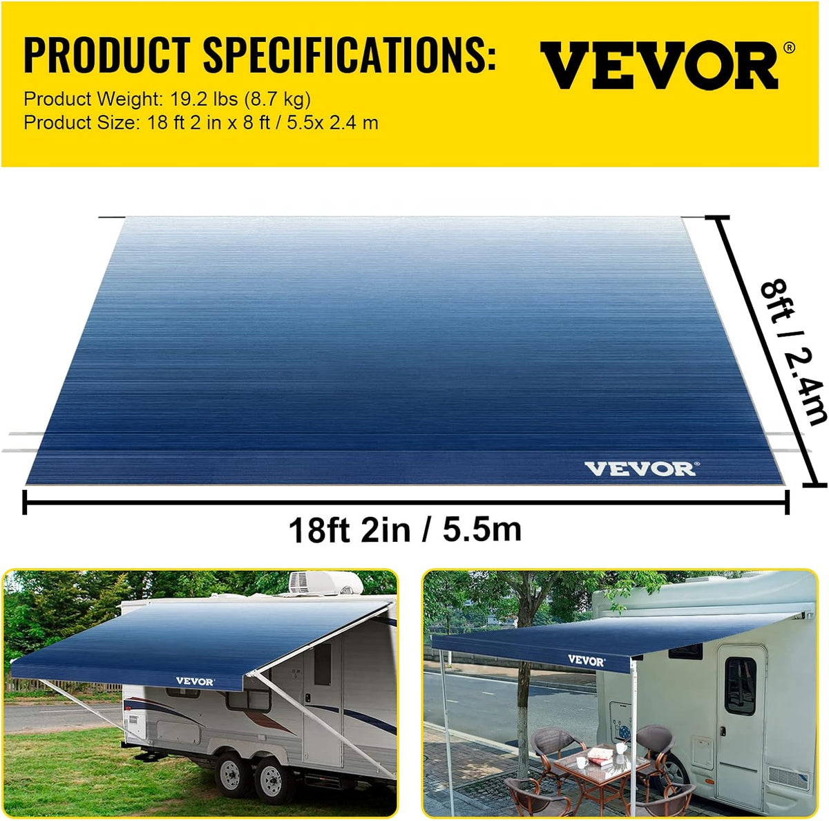 19 FT Slate Blue Vinyl RV Awning Replacement Fabric P692