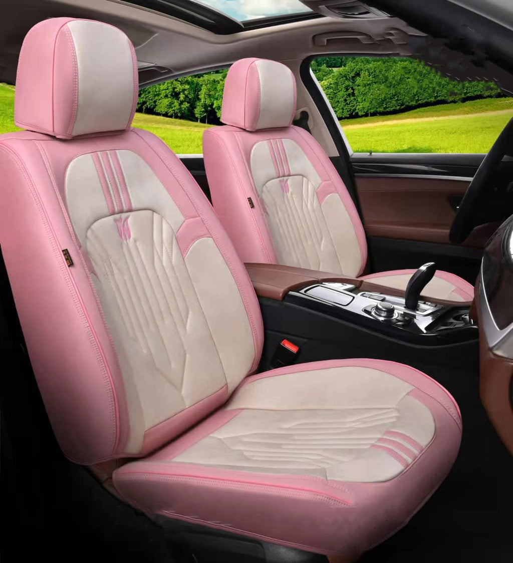 Black&Pink 5-Seater Full Set Universal Car Seat Covers E633231