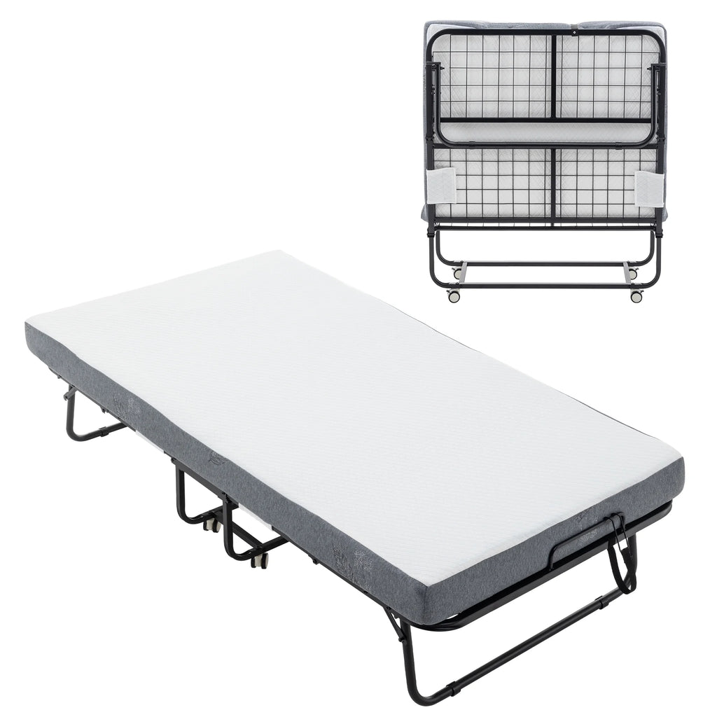 Folding Bed with Memory Foam Mattress Metal Frame W401