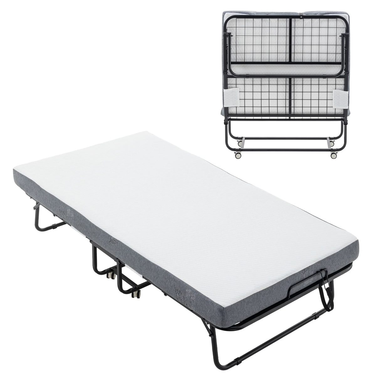 Folding Bed with Memory Foam Mattress Metal Frame W401