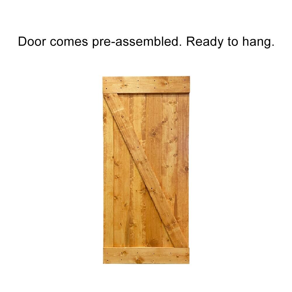 Weather Oak Stained Wood Interior Sliding Barn Door with Hardware Kit J38939