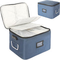 Blue Oxford Fabric Document Organizer Box with Lock E560863