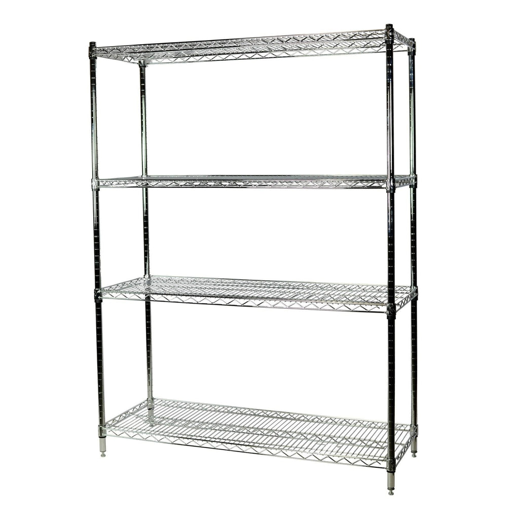 Chrome Wire Shelving Unit, 4 Shelves Z597