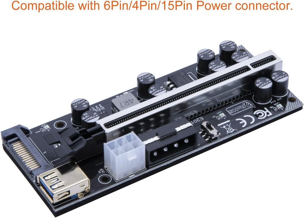 PCIe Riser Card 16X to 1X Powered Adapter 6 Pack I109