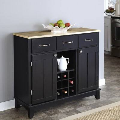Black 3 Drawer Wood Server P92928