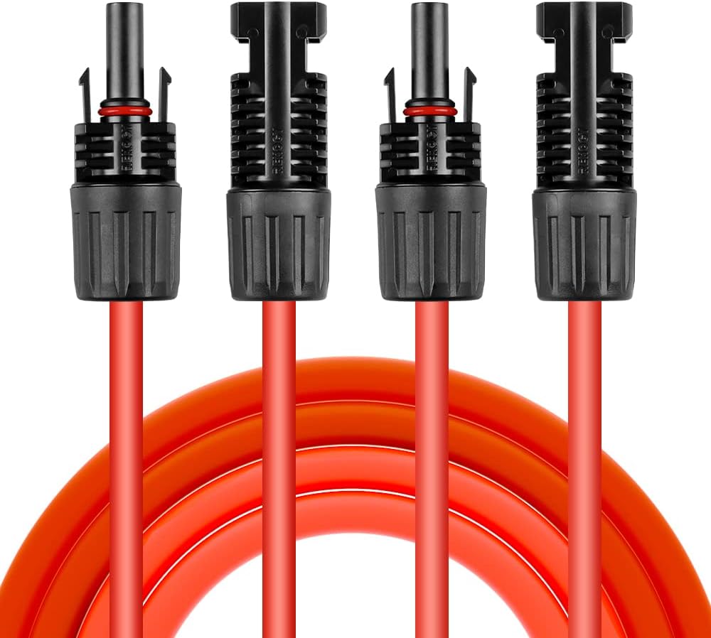 Solar Panel Extension Cable 20 Feet 12AWG with Female and Male Connector Pack of 2 N655874