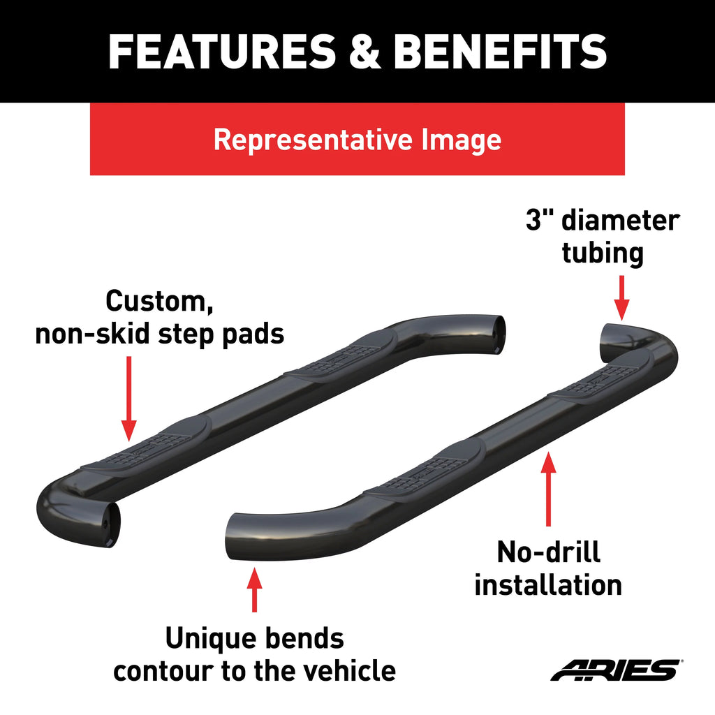 3-Inch Round Black Stainless Steel Nerf Bars Z103
