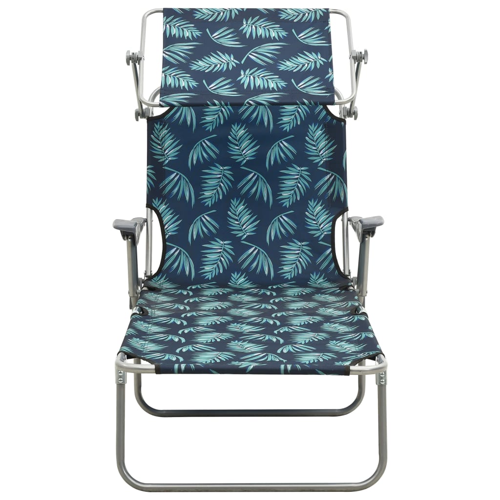 Steel Leaf Print Sun Lounger with Canopy Z14978