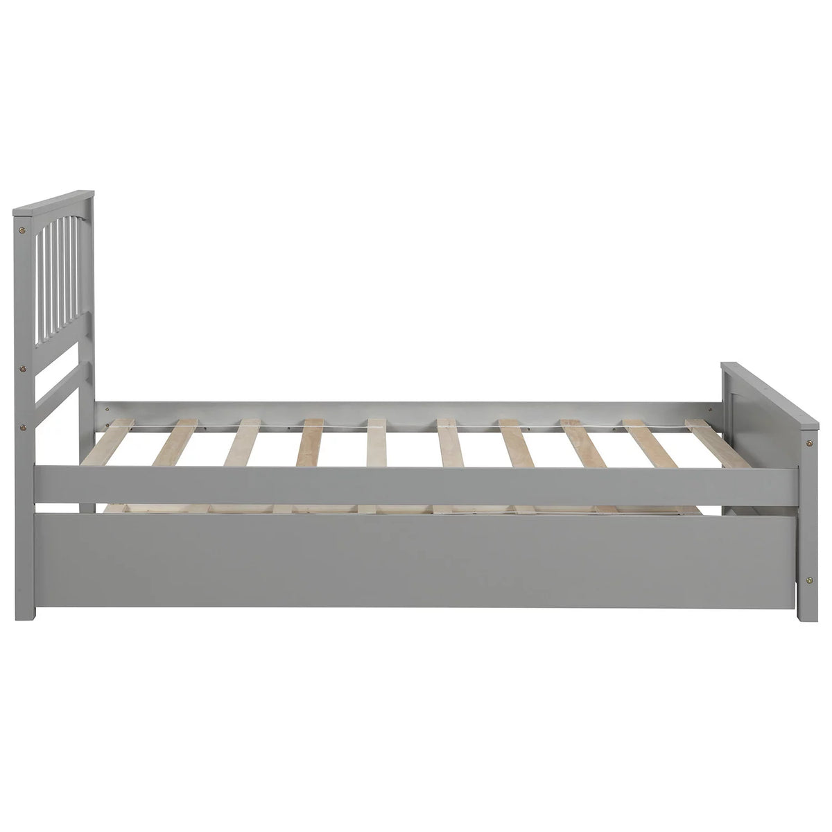 White Solid Wood Twin Platform Bed with Trundle P186