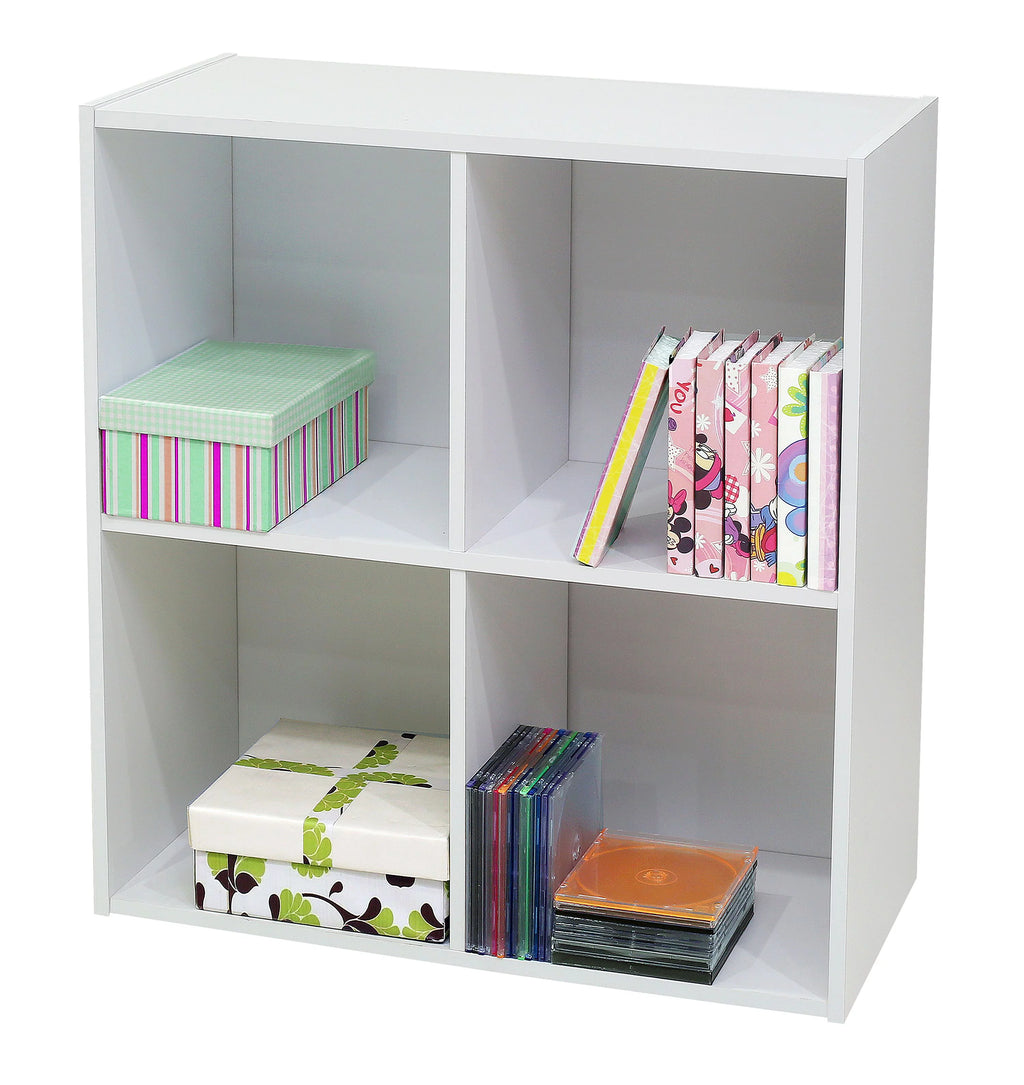 White 4 Cube Wood Bookcase & Storage Organizer X760741