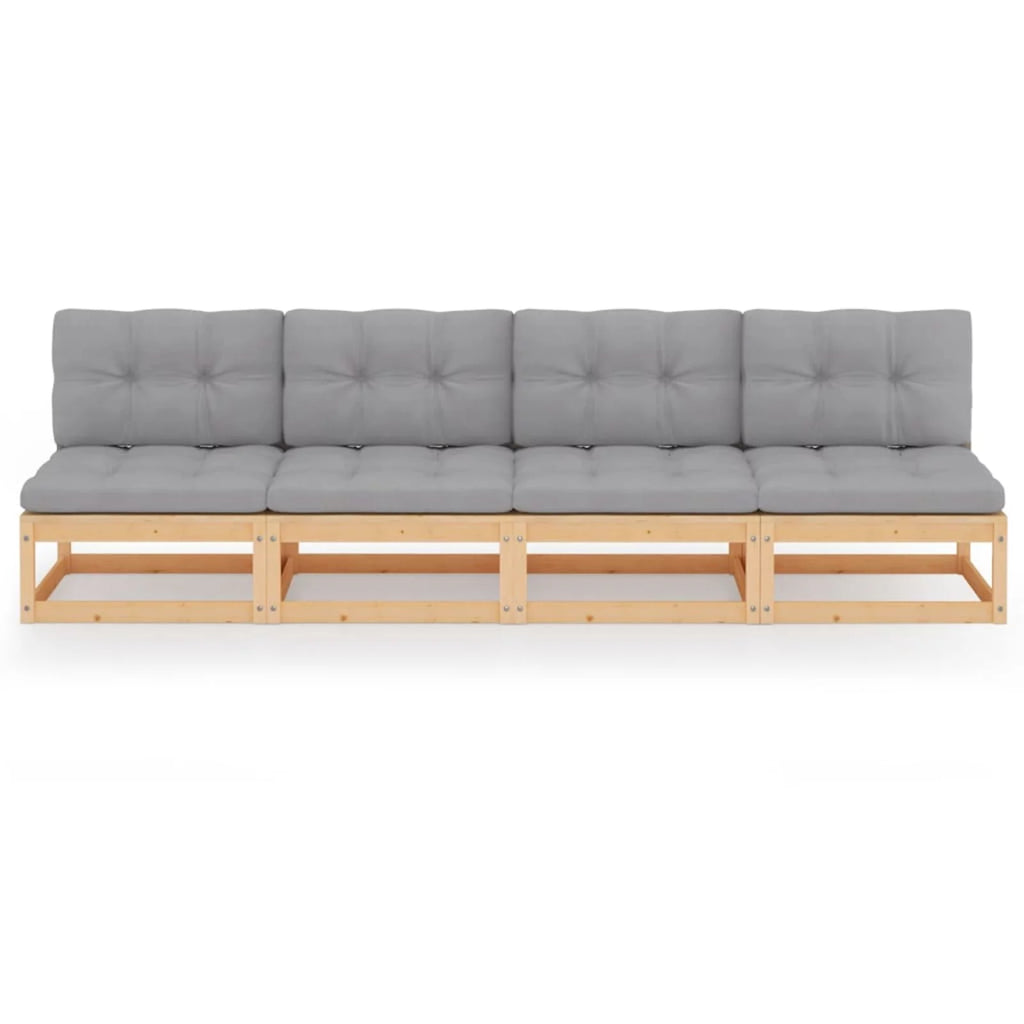4-Seater Patio Sofa with Cushions Solid Wood Pine P340424
