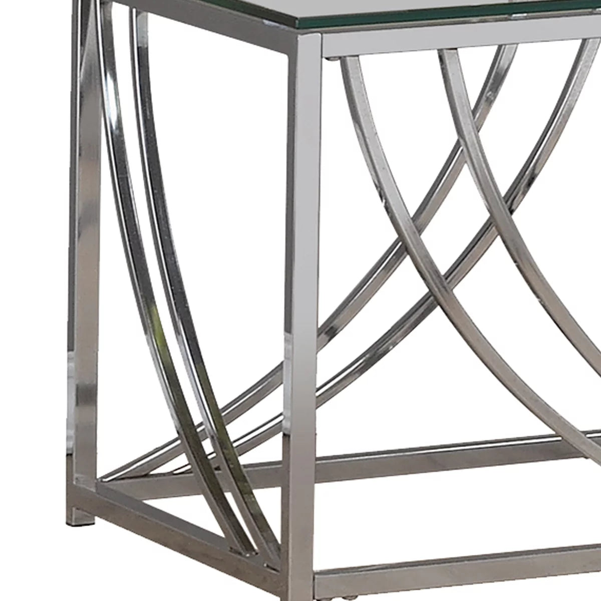 Tempered Glass Top End Table with Metal Tubular Legs C513197