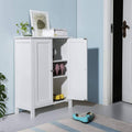White Free Standing Bathroom Floor Cabinet with Double Doors and Adjustable Shelf M52944