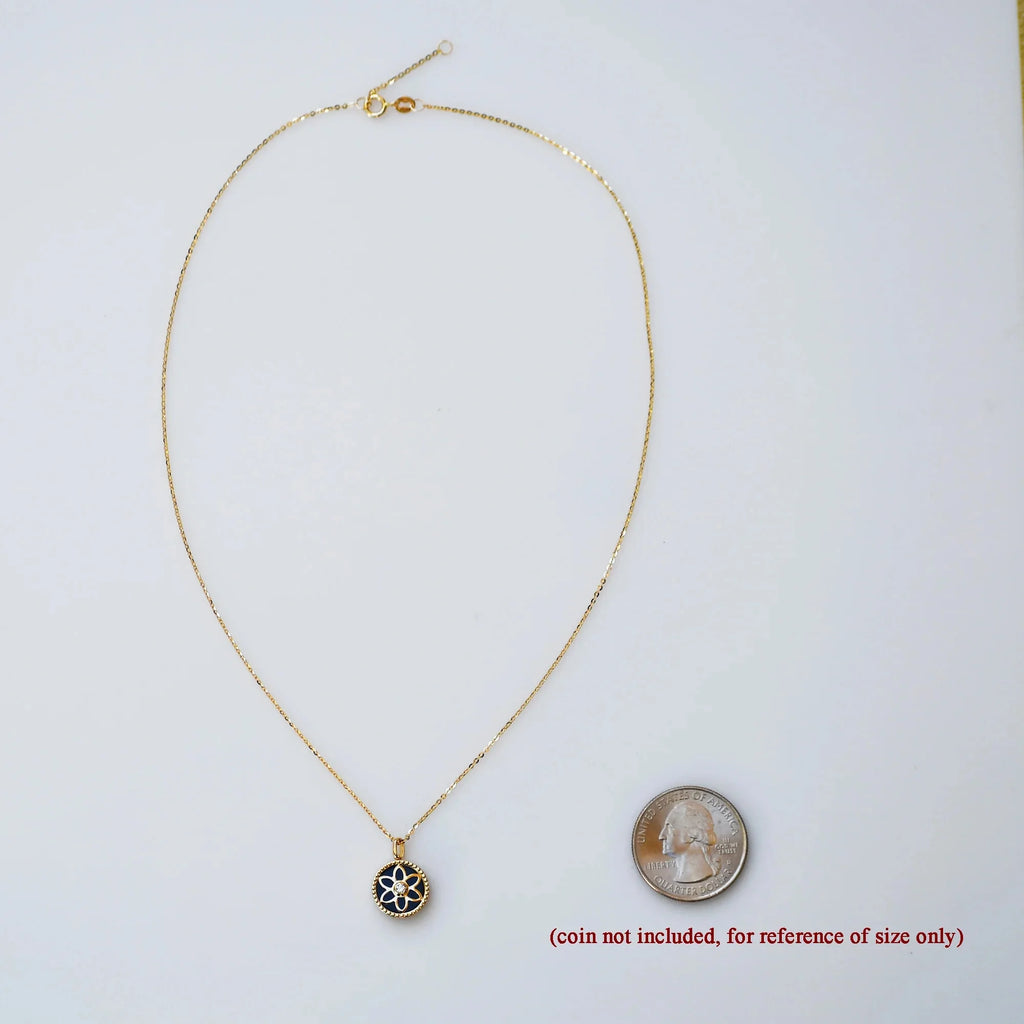 18k Yellow Gold Diamond Black Agate Necklace K39767