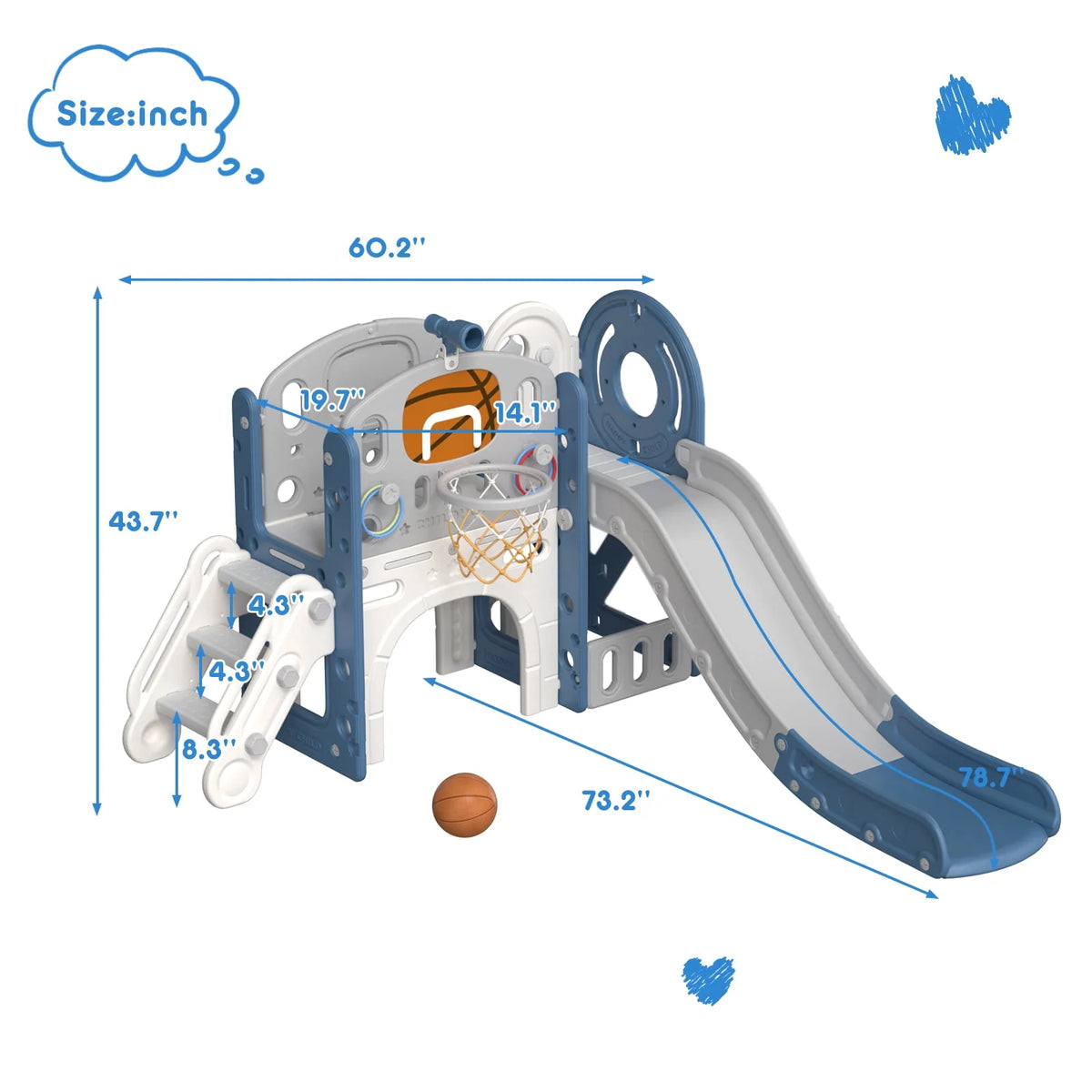 7-in-1 Kids Slide Play Set with Climber D85003