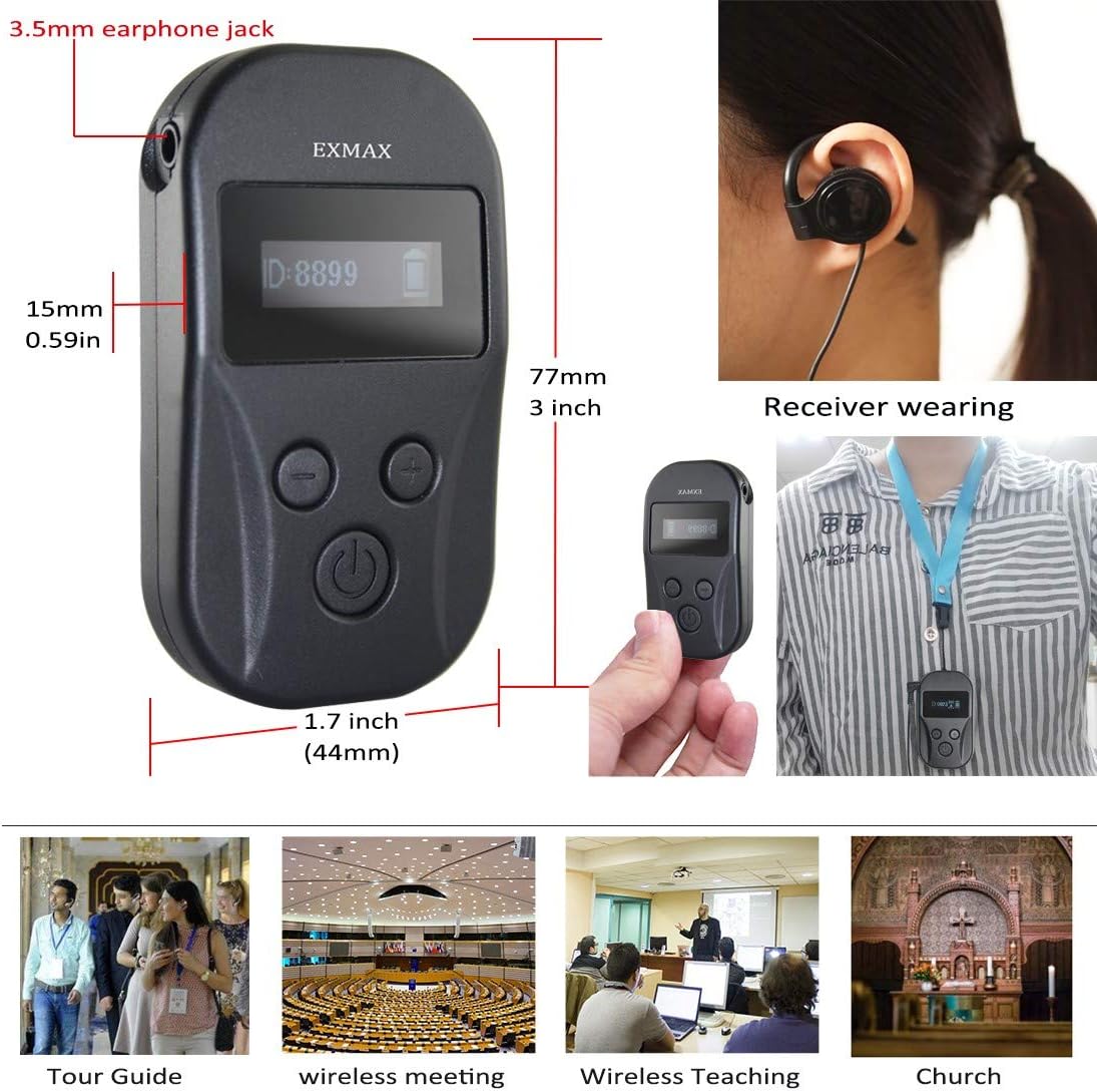 2.4GHz Wireless Audio Tour Guide System - 2 Transmitters 15 Receivers & Silver Storage Case Z692345
