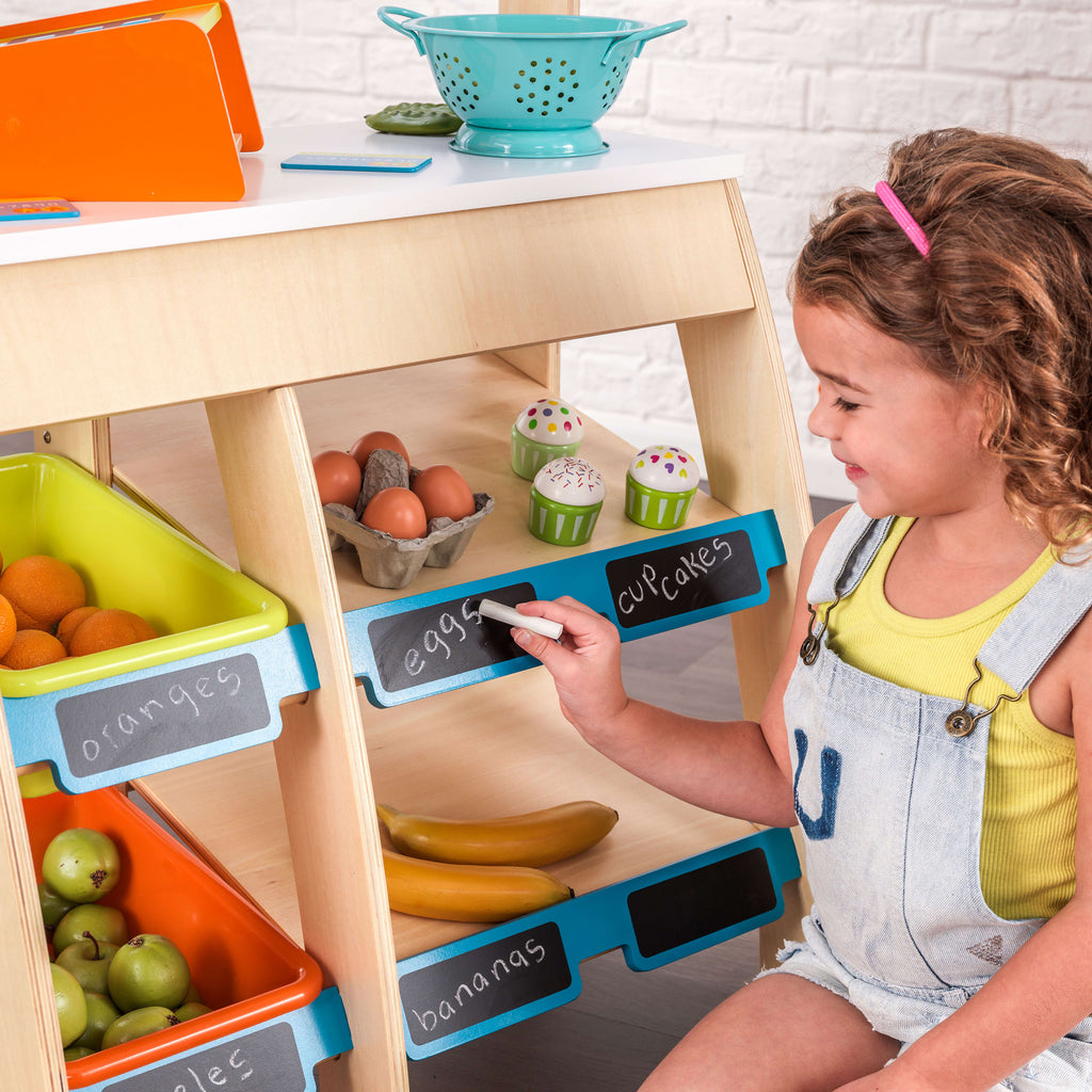 Wooden Grocery Store Market with Storage & Chalkboard V3676