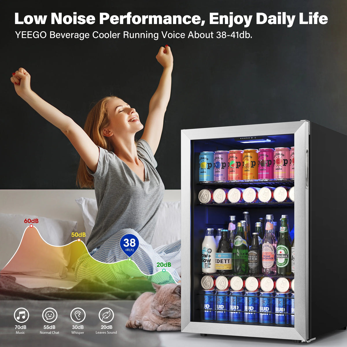 141-180 Can Freestanding Mini Beverage Refrigerator with Glass Door J2684