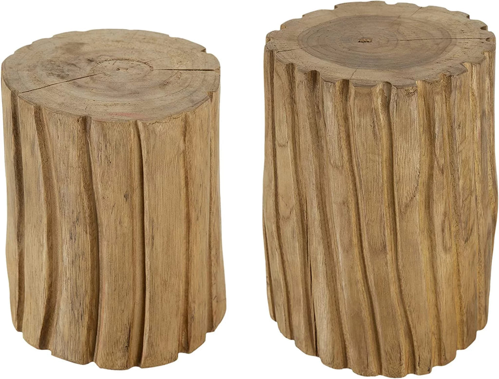 Teak Stump Displays Set of 2 Brown A423