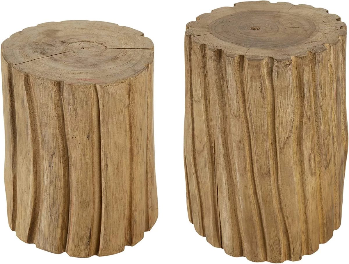 Teak Stump Displays Set of 2 Brown A423