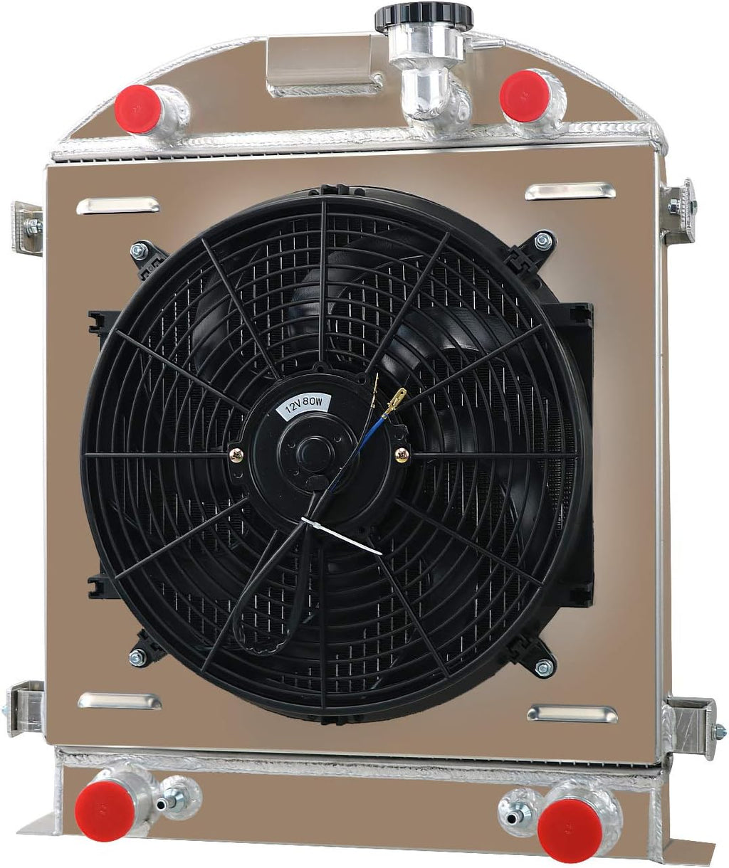 4 Row Aluminum Radiator with Shroud Fan Relay Y615