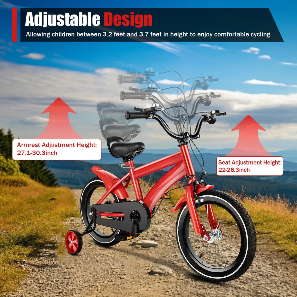 14 Inch Kids Bike with Training Wheels and Mudguards, Red N17769
