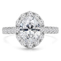 Oval Halo Engagement Ring with Accents in 14K White Gold - Size 7 E301