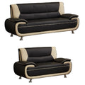 Black & Beige Faux Leather Sofa and Loveseat 2-Piece Set X49736