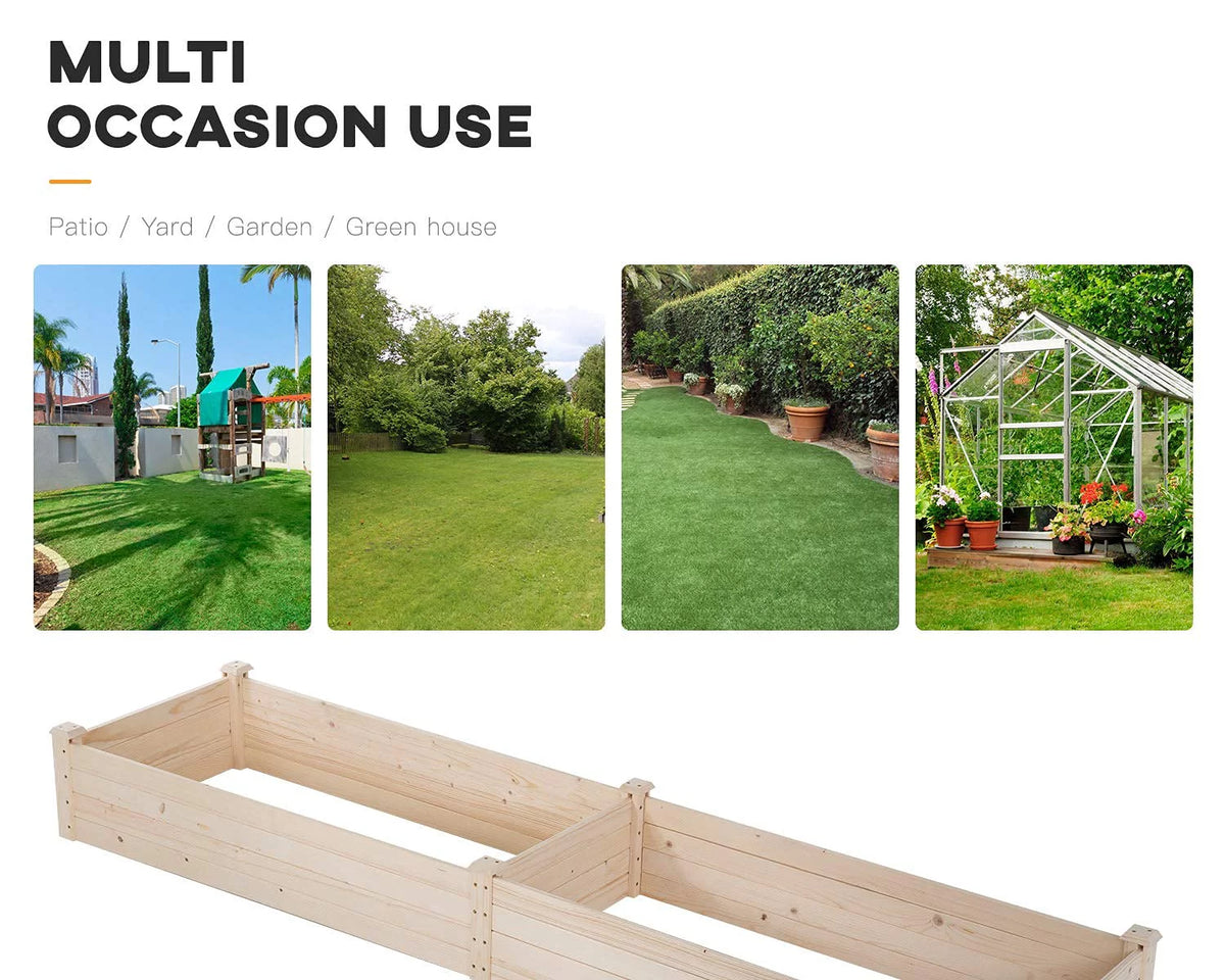 96 x 24.5 x 10 Inch Wood Raised Garden Bed Y506333