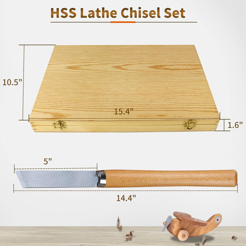 8 Pcs Wood Lathe Chisel Set with Wooden Case F1989
